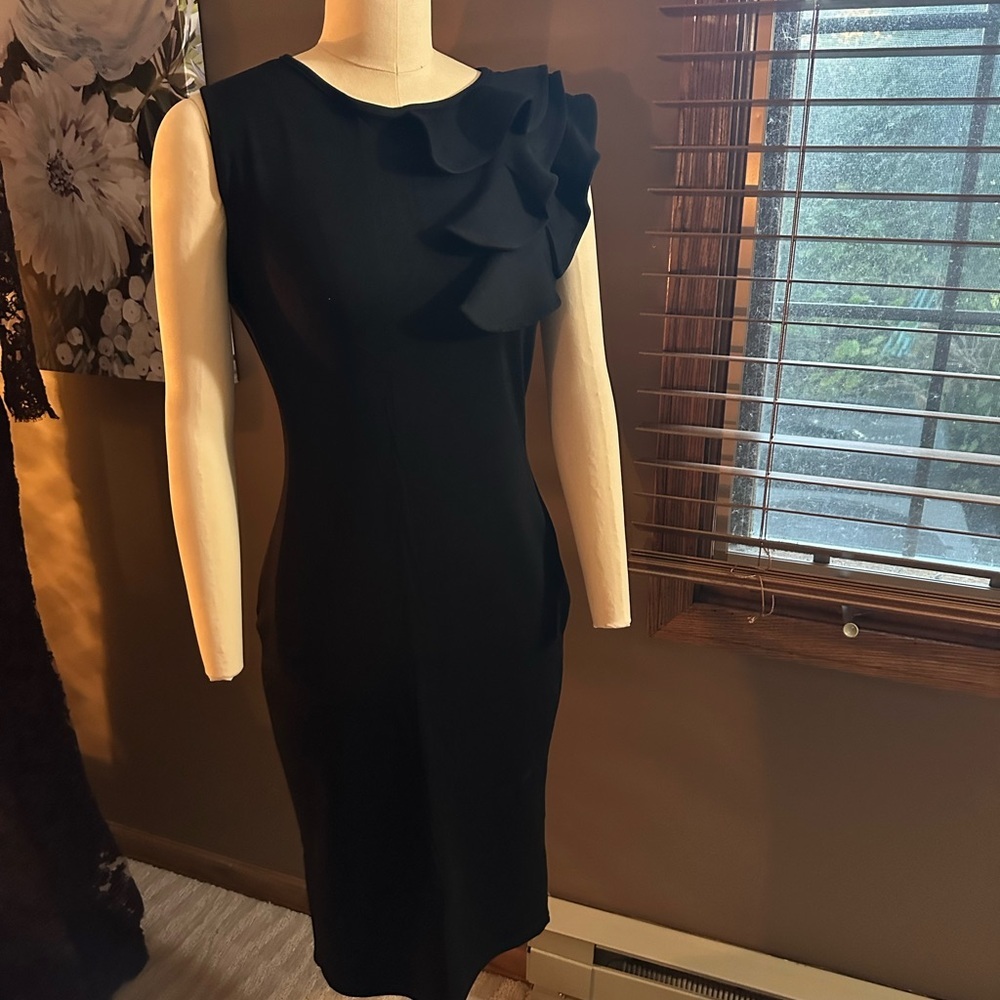 Visage Women’s Elegant Formal Ruffle sleeveless midi cocktail dress - Picture 5 of 7